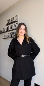 Resim Aec Prive Kadın Oversize Şık Kemerli Blazer Ceket - Siyah / Standart 