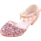 Resim Ikkb Fashion Rhinestone Fiyonklu Kız Çocuk Yüksek Topuklu Ayakkabı Pembe 