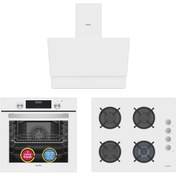 Resim Simfer Turbo Beyaz Ankastre Set ( Fırın + Ocak + Davlumbaz) 