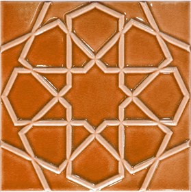 Resim Armada Çini 20x20 Cm Rölyefli Karamel Selçuk Yıldızı Deseni Çini Karo 