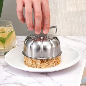Resim Kolay Şekillendirme, Paslanmaz Çelik Japon Tarzı Onigiri Pirinç Topu Kalıbı - Elektriksiz, Terlikler & Balkabağı Pirinç Topları İçin Mükemmel, Ev ve Restoran Kullanımı İçin İdeal 