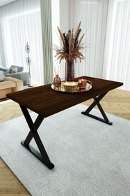 Resim Woodesk Rıhtım Masif Ceviz Renk 180x80 Yemek Masası 