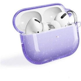 Resim Apple AirPods Uyumlu Pro 2 Zore Allstar Airbag 32 Parlayan Simli Saydam Renkli Kılıf Mor 