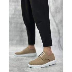 Resim BA0003 Bağcıklı Klasik Spor Keten Hardal Beyaz Taban Casual Erkek Ayakkabı 