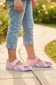 Resim Kiko Kids Gilan Cırtlı Kız Çocuk Babet Ayakkabı Pembe 