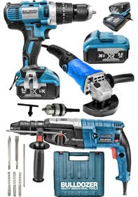 Resim Bulldozer 36V 5Ah Çift Akülü Matkap + 3000 W Kırıcı Delici + 1600 W Devirli Avuç Taşlama 
