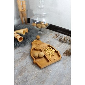 Resim Ahşap Çerezlik Sevgili Ayıcıklar Figürlü Dekoratif Sunumluk-Tabak 