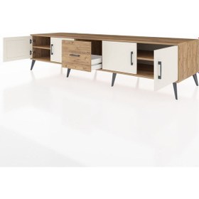Resim Kronos Tv Ünitesi 2 Raflı Tek Çekmeceli 4 Kapaklı 220x59x51 Çam-aytaşı/çam Aytası/atlas Çam - Atlas Çam 