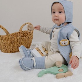Resim Kapitone Animal Aplikeli Mavi Bebek Yelek - Mavi / 3-4 Yaş 