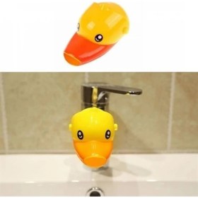 Resim Çocuklar Için Eğitici ve Güvenli Musluk Uzatıcı Genişletici Başlık Aparatı Ördek Figürlü 
