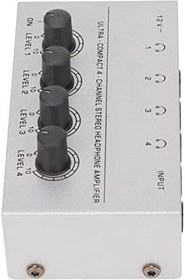 Resim Kulaklık amplifikatörü, taşınabilir 4 kanallı stereo kulaklık amplifikatörü, metal, sahne için (ABD fişi) 