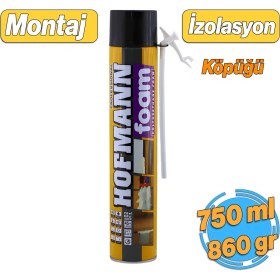Resim Hofmann Montaj Köpüğü Pipetli Profesyonel Dolgu İzolasyon Poliüretan Köpük Kapı Pencere Duvar Yalıtım 750 ml 