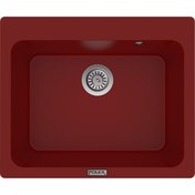 Resim POLEX Cristalüx Granit Evye P-N60 Bordo Tezgah Altı Ve Tezgah Üstü Kare Mutfak Evyesi 61,5x51,8cm 