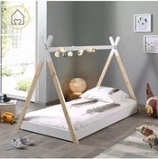 Resim Puf Bebe Unisex Çocuk Bebek Çatılı Doğal Montessori & Karyolası 