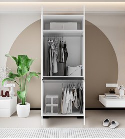 Resim Floransa 4 Kapılı Flr-ıa2 Beyaz- Antrasit Gardırop-çok Amaçlı Dolap-yüklük Antrasit - Beyaz 