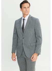Resim AC&Co / Altınyıldız Classics Erkek Grı Slim Fit Dar Kesim Mono Yaka Takım Elbise Gri 