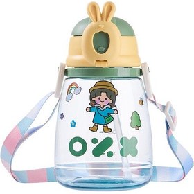 Resim Velvettides Pipetli Sevimli Su Bardağı Büyük Kapasiteli Taşınabilir Dış Mekan Plastik Bardak Öğrenci Uzay Bardağı Karikatür Desen Çapraz Çapraz Bardak Sarı 