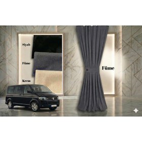 Resim MOPS Volkswagen Transporter T5 2004-2022 Uzun Şase Uyumlu Füme Raylı Oto Perde Takımı 