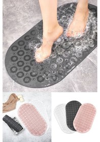 Resim T.Concept Masajlı Vantuzlu Banyo & Duş Kaydırmazı Paspası Pembe-Siyah-Beyaz 