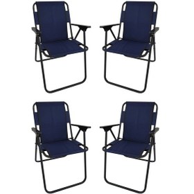 Resim Bofigo 4 Adet Katlanır Sandalye Kamp Sandalyesi Balkon Sandalyesi Katlanabilir Piknik ve Bahçe Sandalyesi Lacivert 