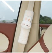 Resim Chuangyinshop Beyaz Yumuşak Ayı Tavşan Emniyet Kemeri Kılıfı Kadın Araç Aksesuarı 