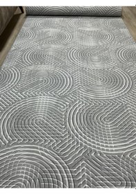 Resim Arbese Gri Kaymaz Tabanlı Kesme Yolluk Kabartmalı Hol Koridor Mutfak Salon Halısı 