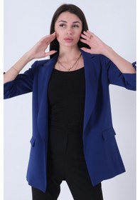 Resim Saks Astarlı Kolları Düğme Toparlamalı Ceket 0105136.26 Saks 
