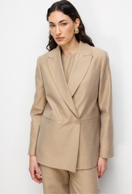 Resim Mizalle Bej Rengi Kruvaze Blazer Ceket 