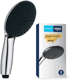 Resim GROHE Vitalio Start 110 El Duşu, 2 Akışlı (Yağmur & Jet), SmartSwitch, 110mm Yuvarlak Duş Başlığı, Silikon Halka, Kireç Önleyici Sistem, Krom, 26948001 