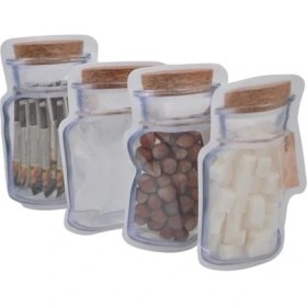 Resim Mergen Store Kavanoz Görünümlü Kilitli Poşet Çıtçıtlı ve Pratik Torba 4 Adet 