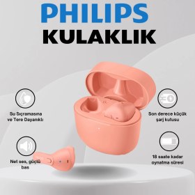 Resim Philips Mikrofonlu Tws Kulaklık (Ipx4 Su Sıçramasına ve Tere Dayanıklı) 18 Saate Kadar Oynatma Süresi Net Ses, Güçlü Bas 6 Saat Oynatma Süresi 15 Dakika Şarj Edin, Ekstra Bir Saat Elde Edin 