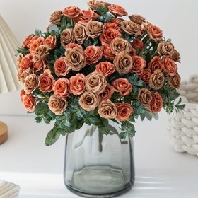 Resim 1 Adet Cam Vazoda Yapay Gül Buketi - Düğünler, Anneler Günü, Mezuniyet, Şükran Günü için Plastik Sahte Çiçekler - İç/Dış Mekan Ev & Bahçe Dekoru, Bakım Gerektirmez, Buket Tutucu, Düğün Dekorasyonu, Canlı Görünümlü Yapraklar, Çiçek Düzenlemesi, Düğün Planlayıcıları 