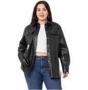 Resim Büyük Beden Kontrast Dikişli Çıtçıt Kapamalı Deri Siyah Gömlek-siyah Siyah 