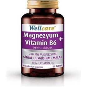 Resim Wellcare Magnezyum Vitamin B6 Takviye Edici Gıda 60 Tablet 