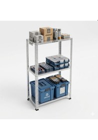 Resim 3 Katlı Galvaniz Çelik Raf - Depo, Arşiv, Kiler, Dosya, Market Rafı, Mutfak, Ofis 31x60x100 Cm 