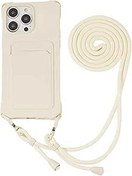 Resim SINQERISHT iPhone 16 Pro Max için Cep Telefonu Zinciri Bantlı Kolye Cep Telefonu Kılıfı Kart Bölmeli Koruyucu Kılıf Silikon Zincirli Kordonlu Tampon Kılıf Darbeye Dayanıklı Kordon Kordon Askı Bandı 