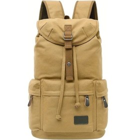 Resim Fochsia Ruyıhuahng Vintage Tasarım Erkekler Kampüs Sırt Çantası Khaki Geniş Kapasiteli Haki 