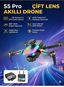 Resim S5 Pro Akıllı Drone - 360 Engel Algılama, Katlanabilir Tasarım, Kamera Ve Aksesuar Setiyle 