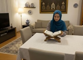 Resim Geleneksel El Oyması Ahşap Rahle - Katlanabilir Kur’an-ı Kerim Standı - Selçuklu Motifli Kitap Okuma Sehpası 