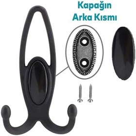 Resim Metax Uzay Portmanto Vestiyer Duvar Askısı Metal Dolap Elbise Askılığı Mat Siyah Siyah Kapak 