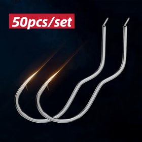 Resim 50 Adet Karbon Çelik Balıkçılık Kancaları, Dikenli Tasarım - Otomatik Çevirme, Kaçış Önleyici, Keskin & Dayanıklı Güvenli Yakalamalar İçin, Siyah, Verimli Balıkçılık Ekipmanı | Dikenli Kancalar | Karbon Çelik Kancalar, Balıkçılık Yemleri ve Yemleri 