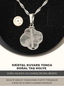 Resim Alp Doğal Taş Kristal Kuvars Yonca Doğal Taş Kolye Ucu Gümüş Zincirle Birlikte M339 