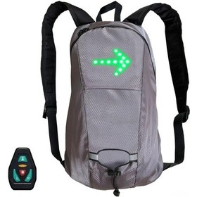 Resim Led Sinyal Turna Çantası, Işık Uzaktan Kumandalı Reflektif Sırt Çantası, Su Geçirmez Dağ Yürüyüşü Seyahat Aksesuarı Erkekler Ve Kadınlar İçin Gri 