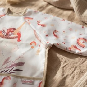 Resim Babydonat Aura Unicorn Desenli Sıvı Geçirmez Uzun Kollu Bebek Mama Önlüğü - Blw Uyumlu, Kırıntı Cepli Ve Leke 