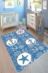 Resim Cotton Şönil Kaymaz Tabanlı Yıkanabilir Antibakteriyel Dijital Baskı Çocuk Halısı, 80 x 150 CK-10044A-CTN 