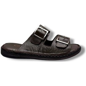 Resim Cakgo 602-26 Hakiki Deri Ultra Soft Çift Tokalı Anatomik Erkek Terlik 40-47 Kahverengi 