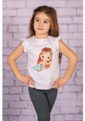 Resim Zeyland Kız Bebek Deniz Kızı Baskılı Beyaz Kolları Fırfırlı T-Shirt-Beyaz 