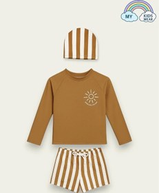 Resim My Kids Wear Boneli Bağcıklı Uzun Kol Güneş Korumalı Erkek Çocuk Mayo 