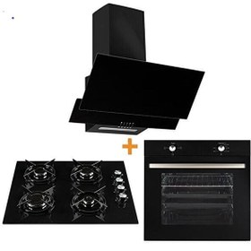 Resim Statik Siyah Cam Ankastre Set ( MFA604MBL + GLS640BL + F17/60) 