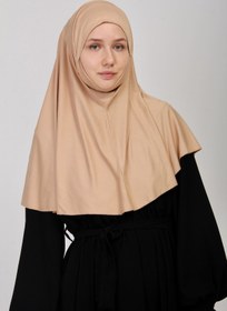 Resim manolyaşal islamic hijab Pratik Eşarp Peçeli-peçesiz Hazır Türban Sufle Bej 